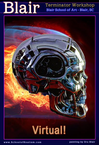 Dru Blair: Airbrush - 3 Day Virtual Flaming Terminator Skull workshop
