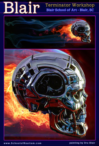 Dru Blair: Airbrush - 3 Day Virtual Flaming Terminator Skull workshop